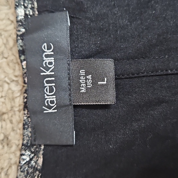 Karen Kane Elegant Black Metallic Print Maggie Dress Size Large - Picture 6 of 8
